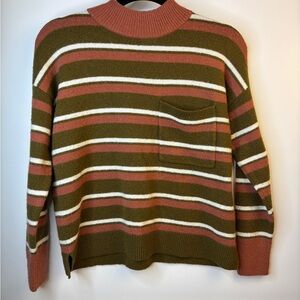 Madewell Striped Crewneck Sweater in Olive and Rust